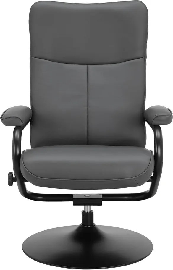 Poltrona relax grigia con poggiapiedi in similpelle Istad - Støraa