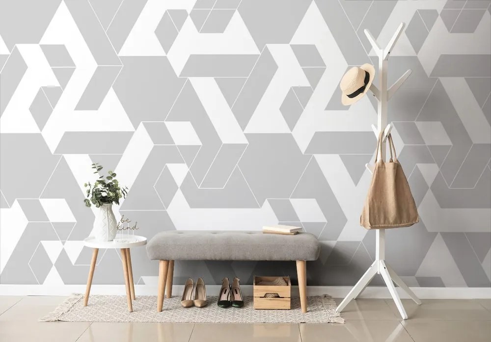 Carta da parati – Puzzle grigio-bianco