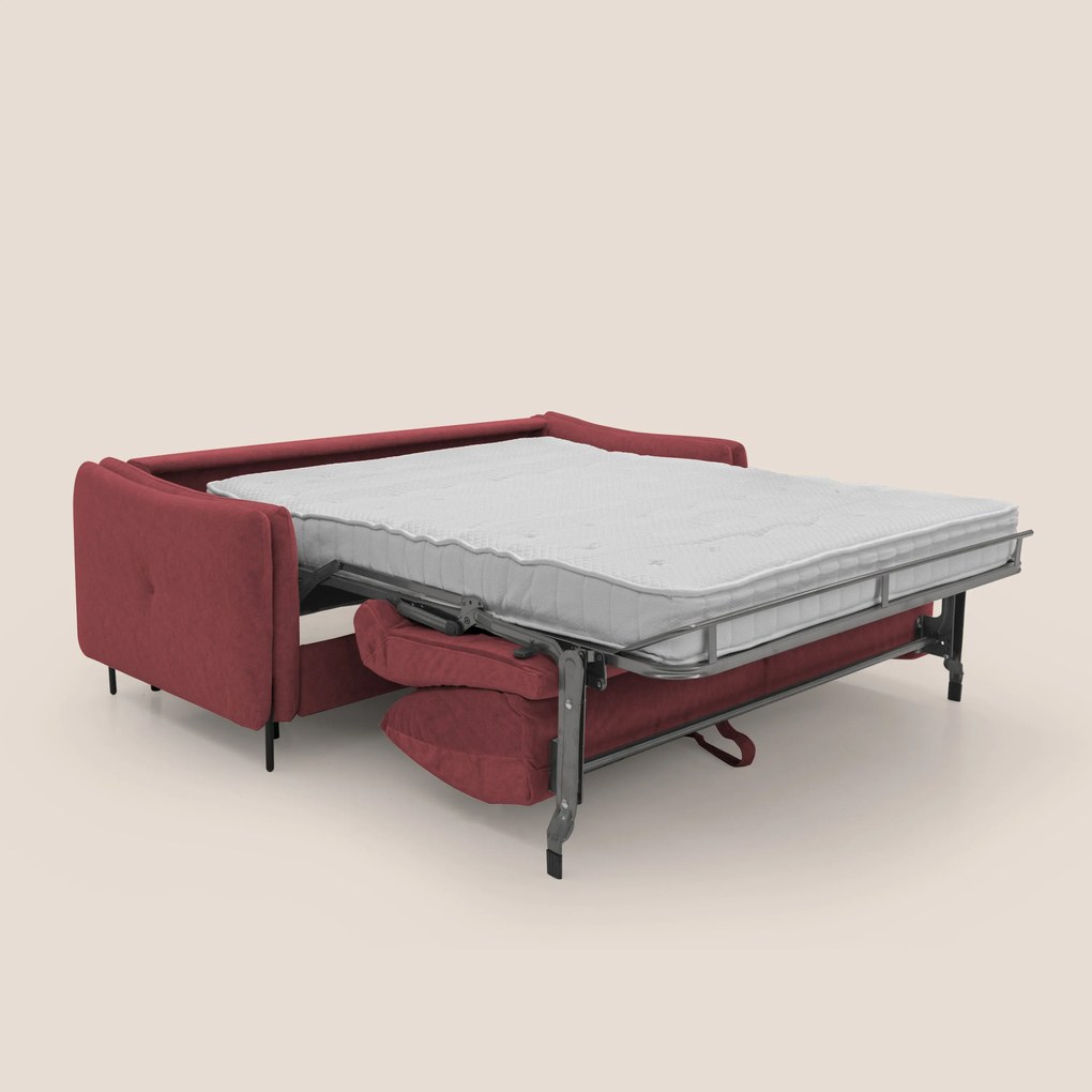 Gregory Divano letto con materasso h18 cm in microfibra effetto velluto impermeabile T09 rosso