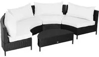 Set Salotto da Giardino Divano in Rattan Sintetico e Tavolino Nero