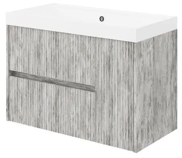 Mobile sottolavabo e lavabo Portofino per vasca centrale grigio antico in mdf L 80 x H 51 x P 40 cm, 1 anta 2 cassetti