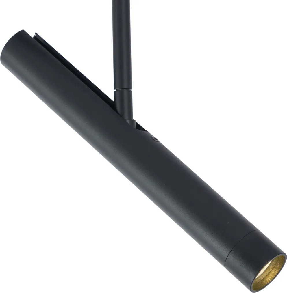 Sistema di illuminazione a binario moderno nero con 6 faretti neri monofase - Slimline Avery