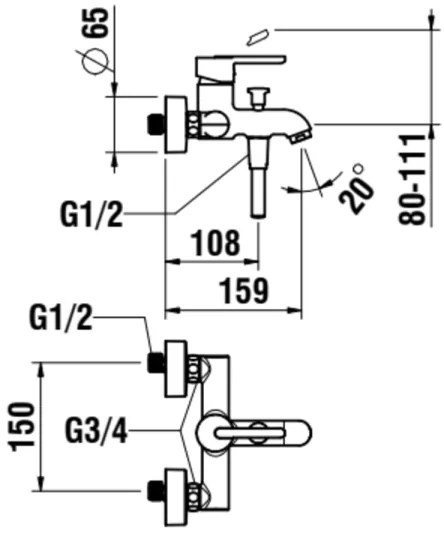 LAUFEN H3210810044001 - Rubinetto vasca LUA cromo lucido