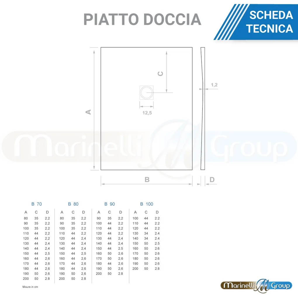 Piatto doccia SLATE 80X170 bianco effetto pietra mineralmarmo ardesia
