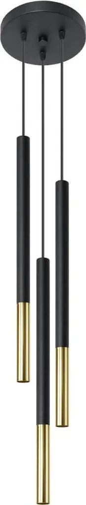 Lampada a Sospensione in Acciaio MOZAICA 3P Nero 3xG9