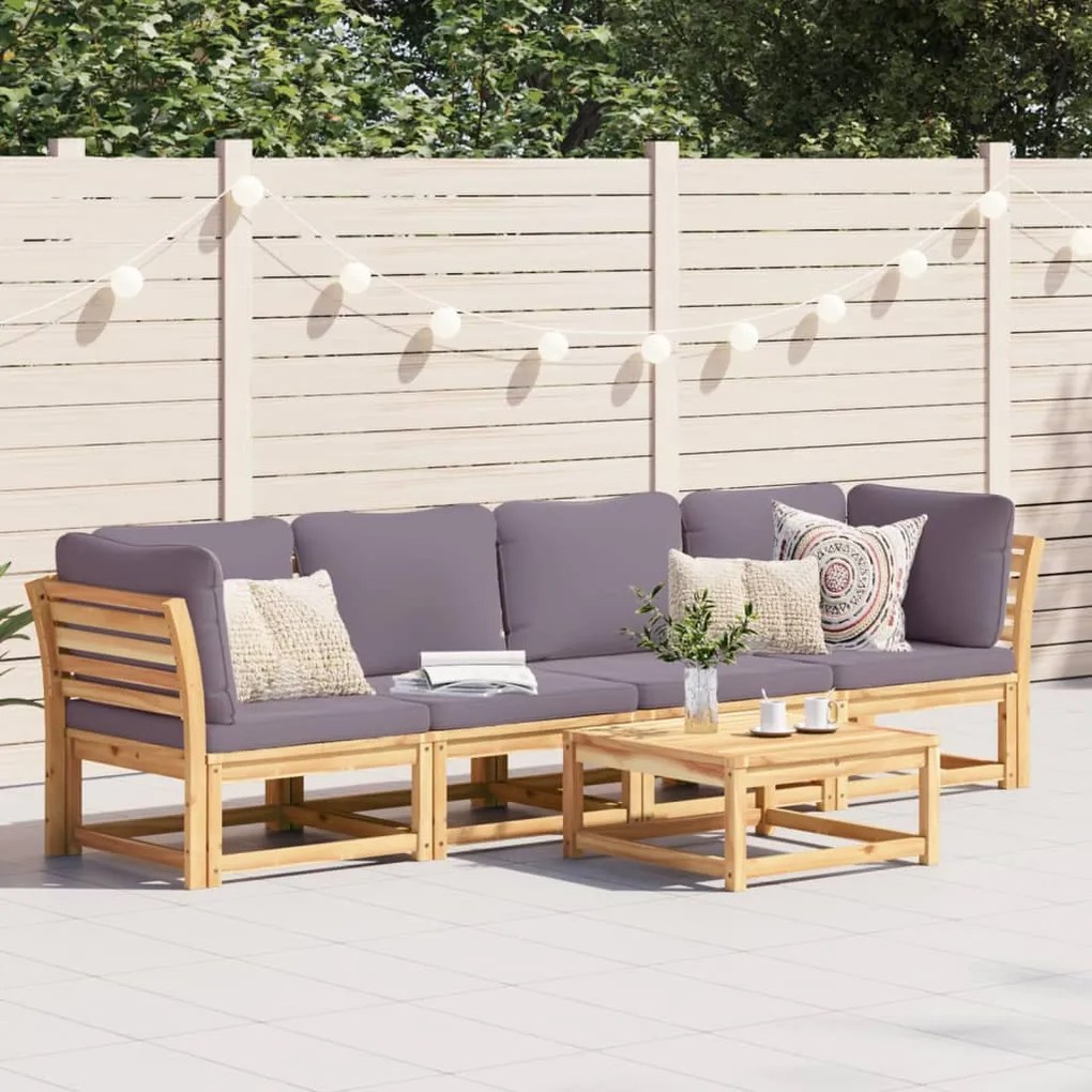 Set salotto da giardino 4pz con cuscini legno massello acacia