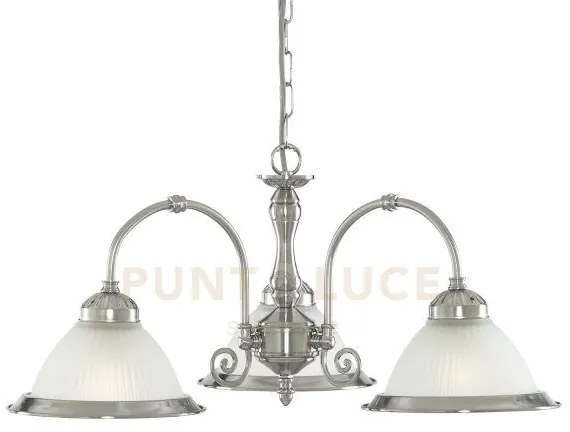 American diner 3lt pendant - metallo argentato satinato e vetro aci...