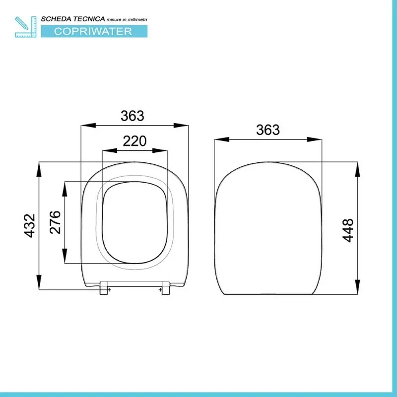 Copriwater compatibile wc Dolomite serie Gemma 2 con chiusura standard