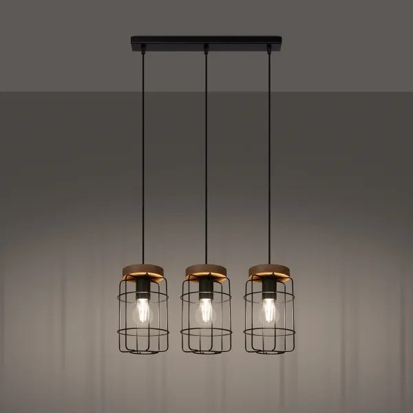 Sollux SL.1264 - Lampadario a sospensione con filo GOTTO 3xE27/15W/230V nero