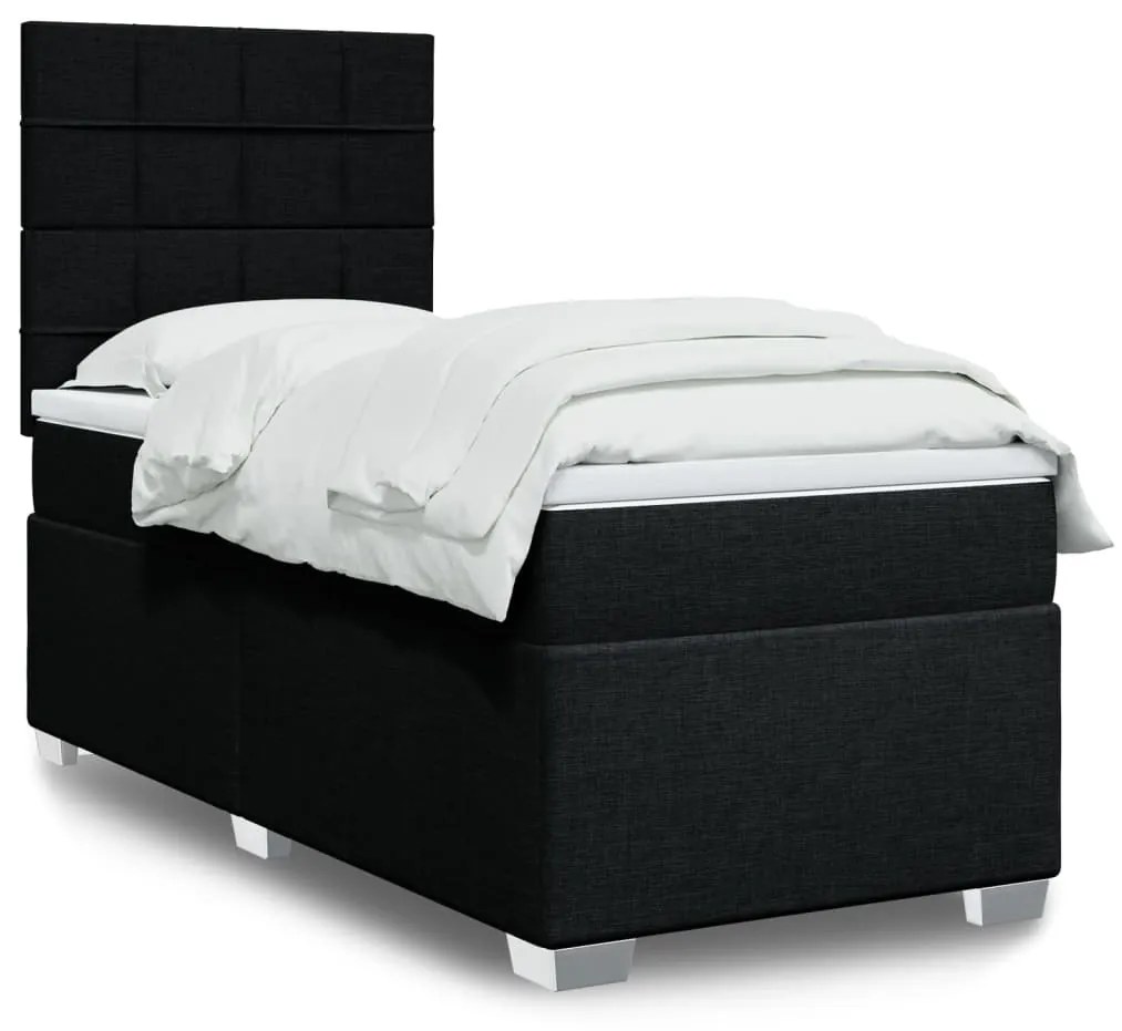 Giroletto A Molle Con Materasso Nero 100x200 Cm İn Tessuto /