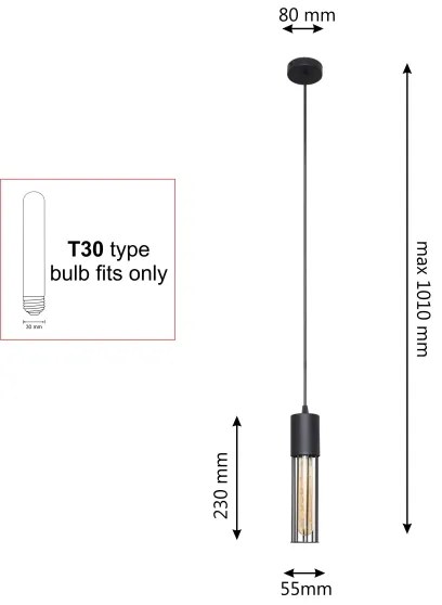 Lampadario a sospensione con filo MELODY 1xE27/15W/230V nero