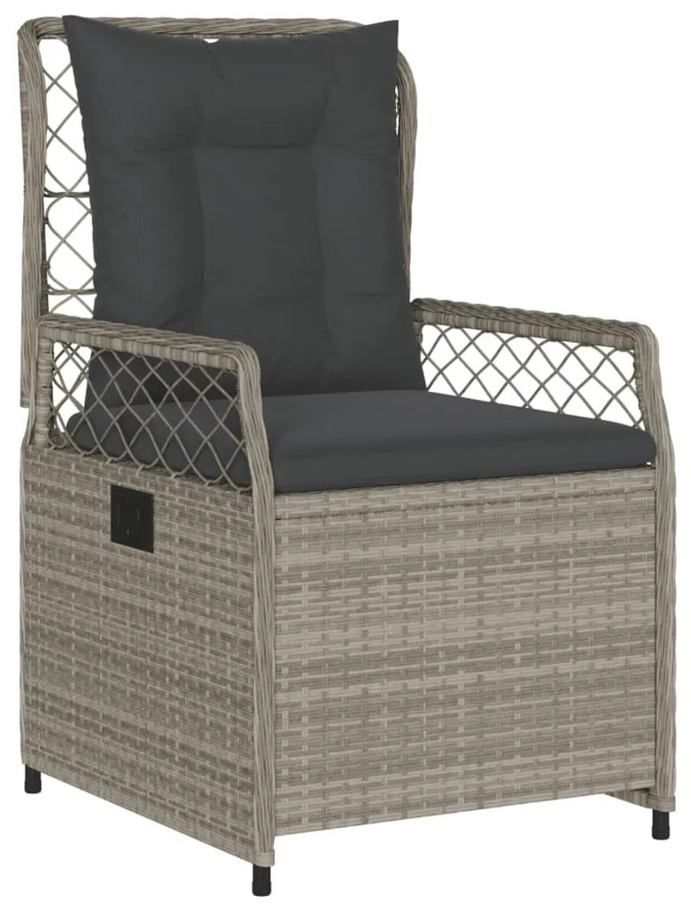 Set da pranzo da giardino 7 pz cuscini polyrattan grigio chiaro