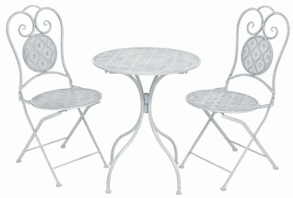 Set da bistrò 3 pz in acciaio bianco grigiastro