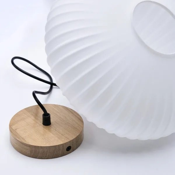 Lampadario a sospensione con filo HARMONY 1xE27/15W/230V diametro 30 cm bianco/quercia