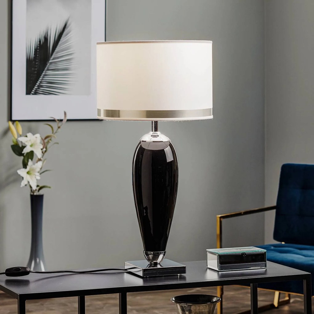 Lampada da tavolo Lund Argon, Bianco / Opale, Soggiorno / Sala da pranzo, Tessuto / Stoffa / Seta, Lampada da tavolo