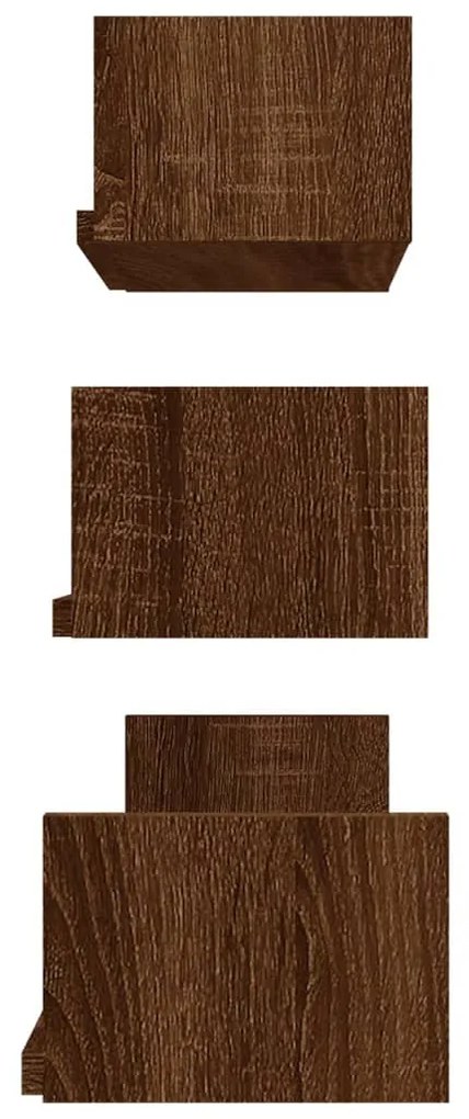 Mensole espositive parete 3 pz rovere marrone legno multistrato