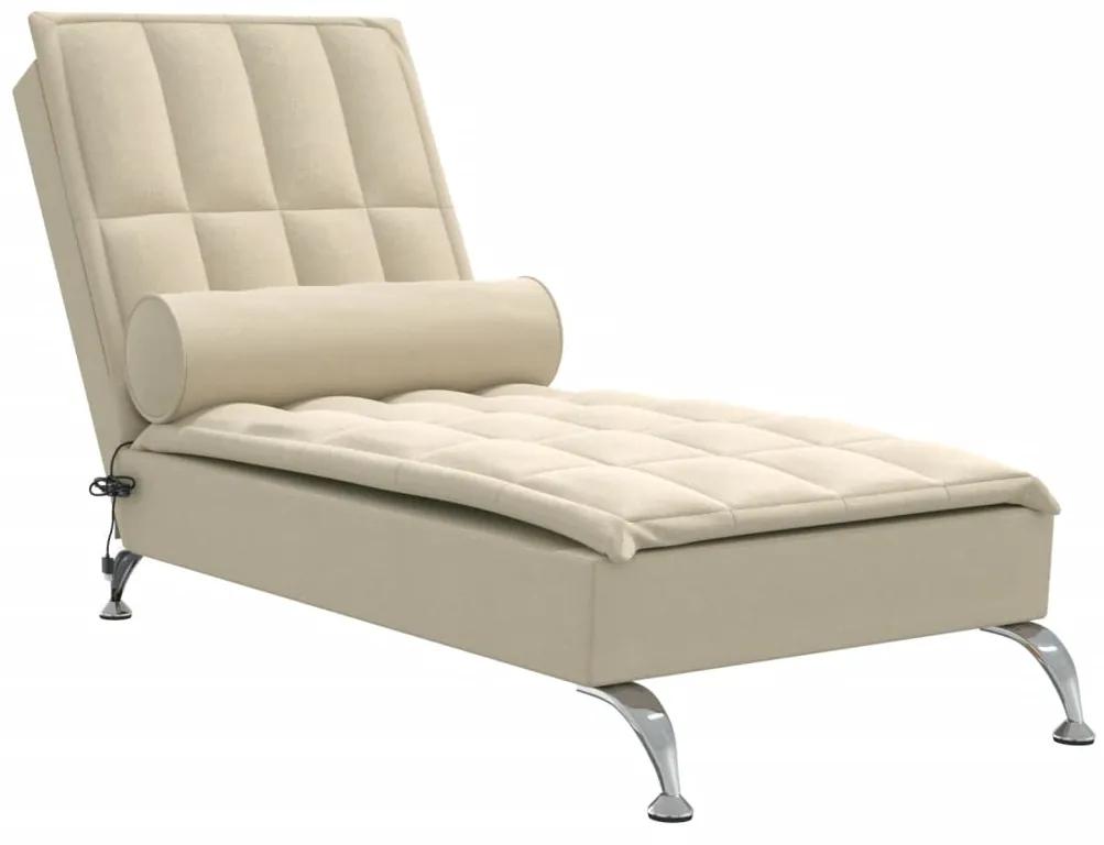 Chaise longue massaggi con capezzale crema in tessuto