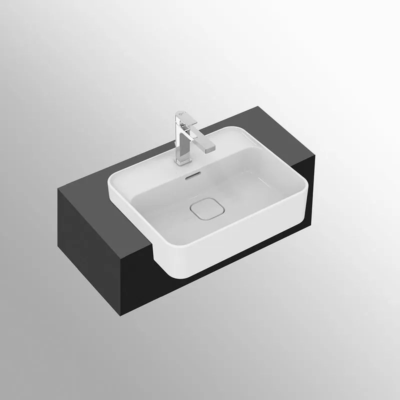Lavabo da appoggio Strada II IDEAL STANDARD rettangolare in ceramica L 40 x H 17.5 x P 40 cm bianco lucido