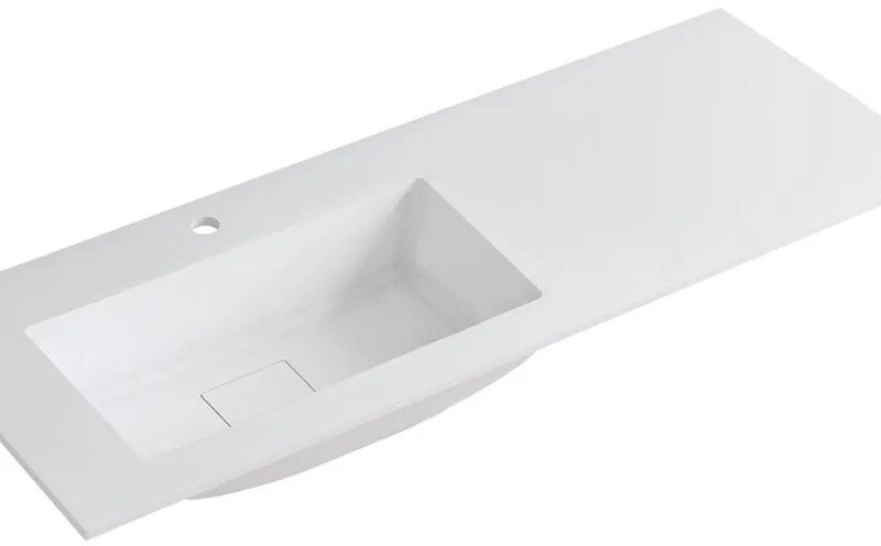 Lavabo a incasso rettangolare vasca a sinistra L 120.5 x H 15 x P 46 cm in resina bianco lucido