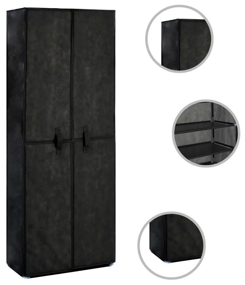 Scarpiera Nera 60x30x166 Cm İn Tessuto /