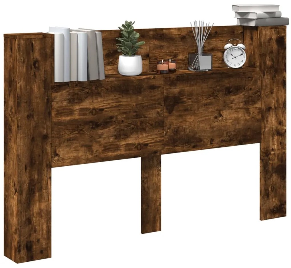 Testiera con contenitore a led rovere fumo 160x16,5x103,5 cm