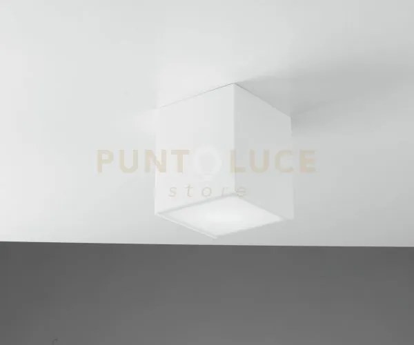 Plafoniera living bianca 1 luce attacco e27 14x14x16cm in gesso ver...