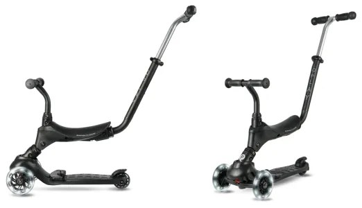 QPlay - Monopattino per bambini con ruote LED 5 in 1 SEMA PRO nero