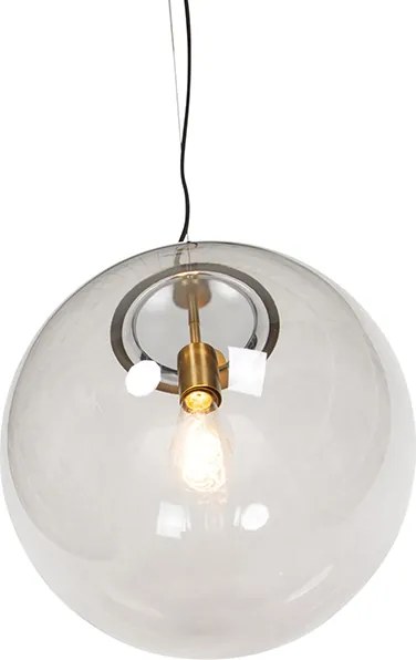 Lampada a sospensione moderna in ottone con vetro fumé 40 cm - Ball