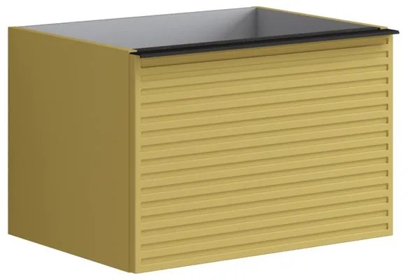 Mobile da bagno sotto lavabo Pixel stripes giallo sole e maniglia alluminio nero laccato opaco L 60 x H 40 x P 45.5 cm 2 cassetti, lavabo non incluso