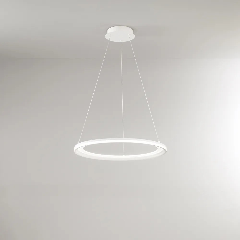 Lampadario A Sospensione Contemporaneo Edge Alluminio Bianco Led Integrato 66W