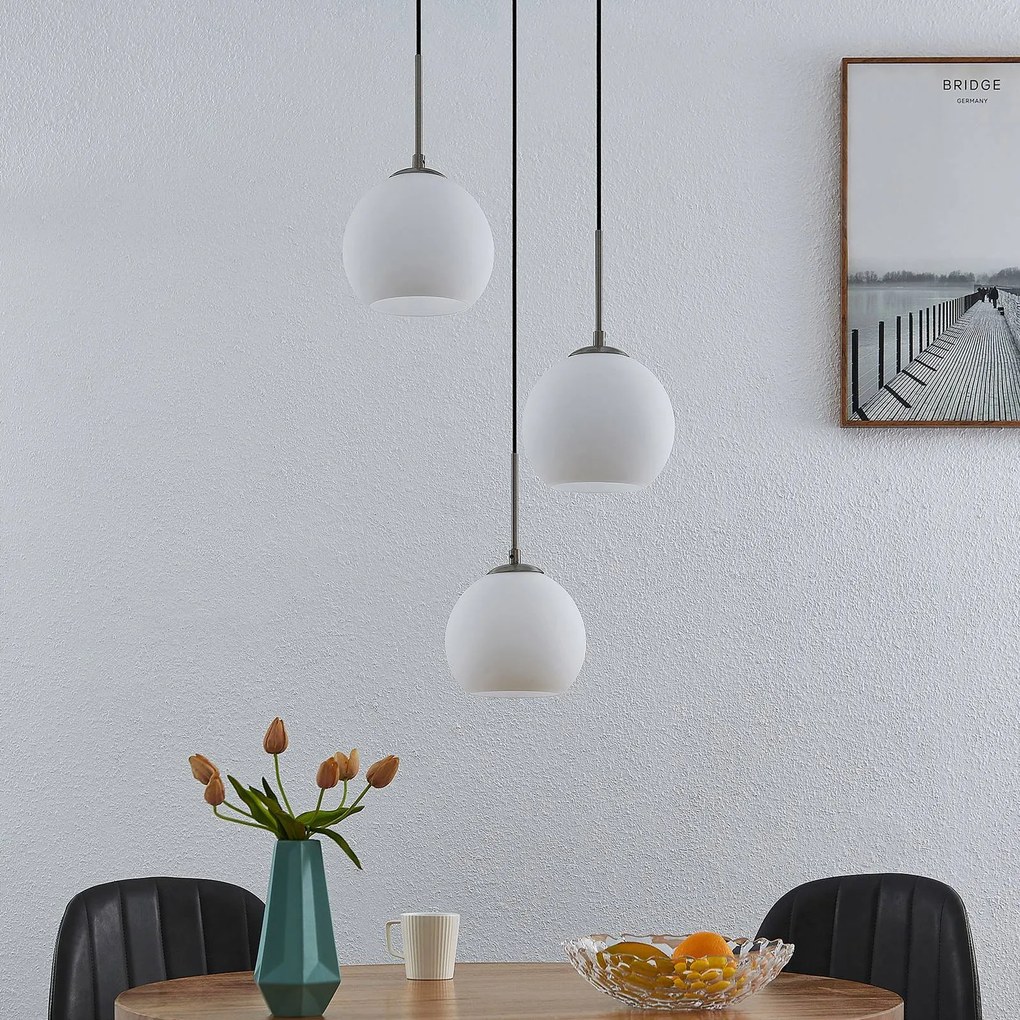 Lampada a sospensione Jurian Lindby, dimmerabile, Bianco / Opale, Soggiorno / Sala da pranzo, Metallo, Moderno, Lampada a sospensione