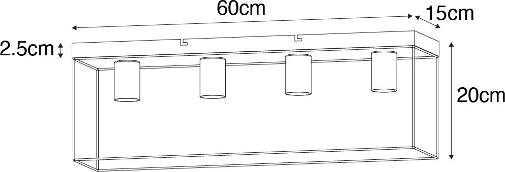 Plafoniera minimalista nera con oro 4 luci - Kodi
