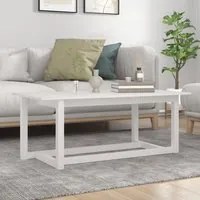 Tavolino da Salotto Bianco 110x55x45 cm Legno Massello di Pino 822168