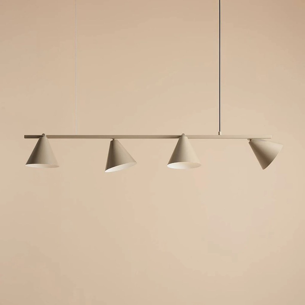 ALDEX Lampada a sospensione Form 4, metallo, a cono, a 4 luci, beige