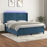 Letto a Molle con Materasso e LED Blu Scuro 160x200 cm cod mxl 56901