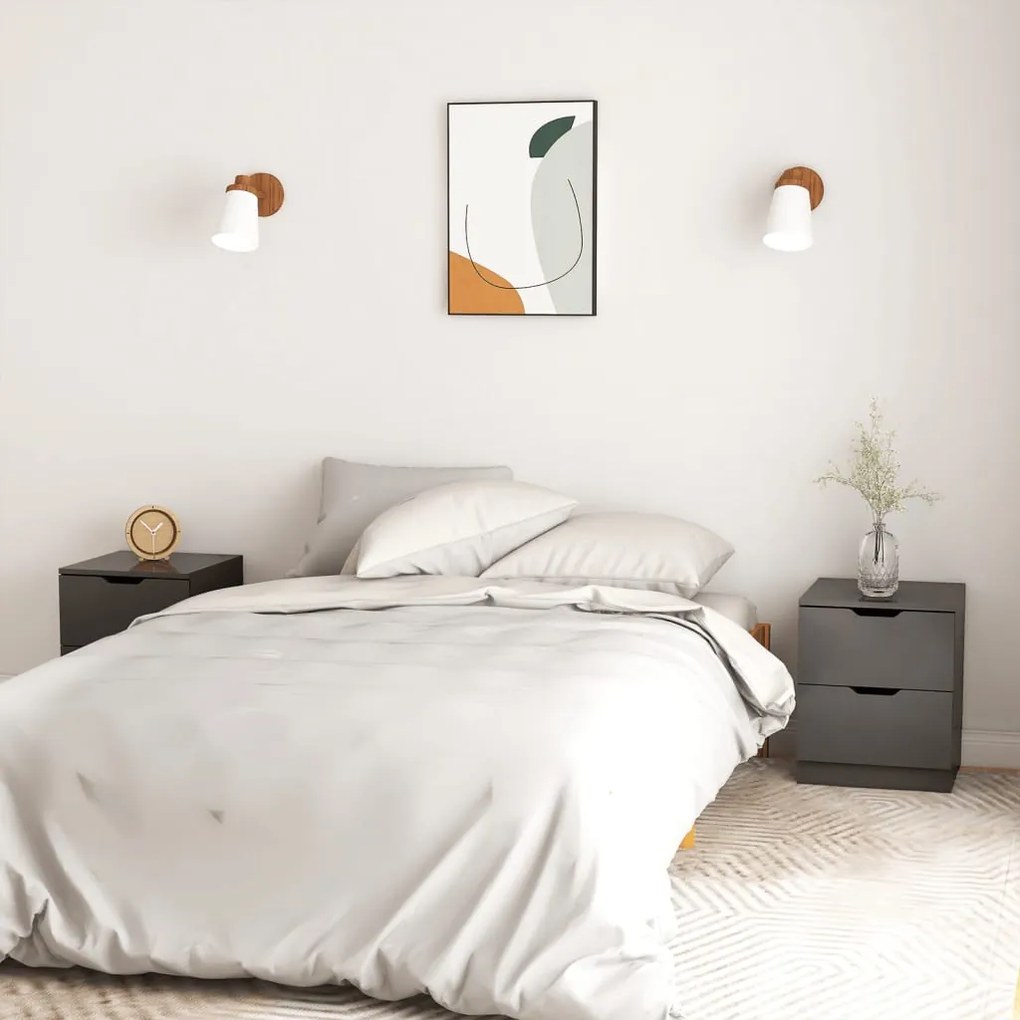Comodini 2 Pz Grigi 40x40x50 Cm İn Legno Multistrato /