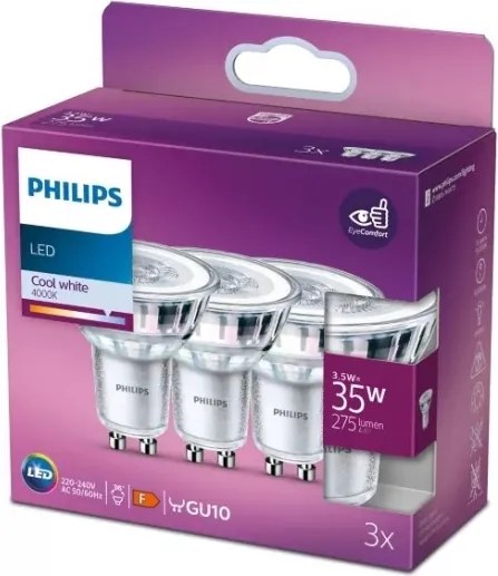 SET 3x Lampadina LED Philips PAR16 GU10/3,5W/230V 4000K