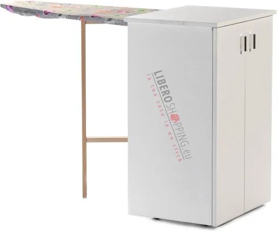 Mobile asse da stiro JOLLY in legno multiuso con ante BIANCO