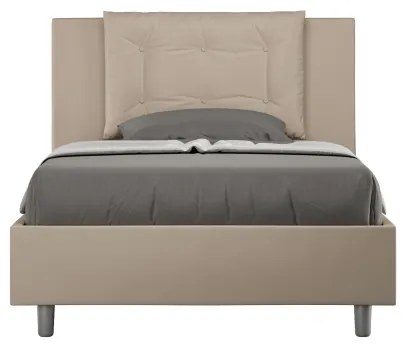 Letto una piazza e mezza senza rete imbottito 120x190 similpelle tortora Annalisa