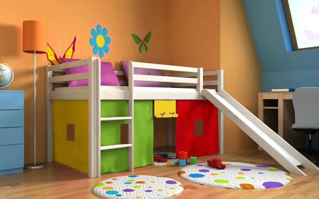 Letto soppalco bambini Ourbaby Modo con scivolo - bianco - bianca elevato letto