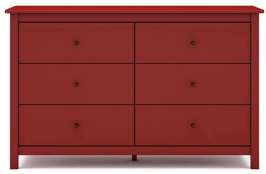Cassettiera bassa rossa in pino 130x80 cm Misti - Marckeric