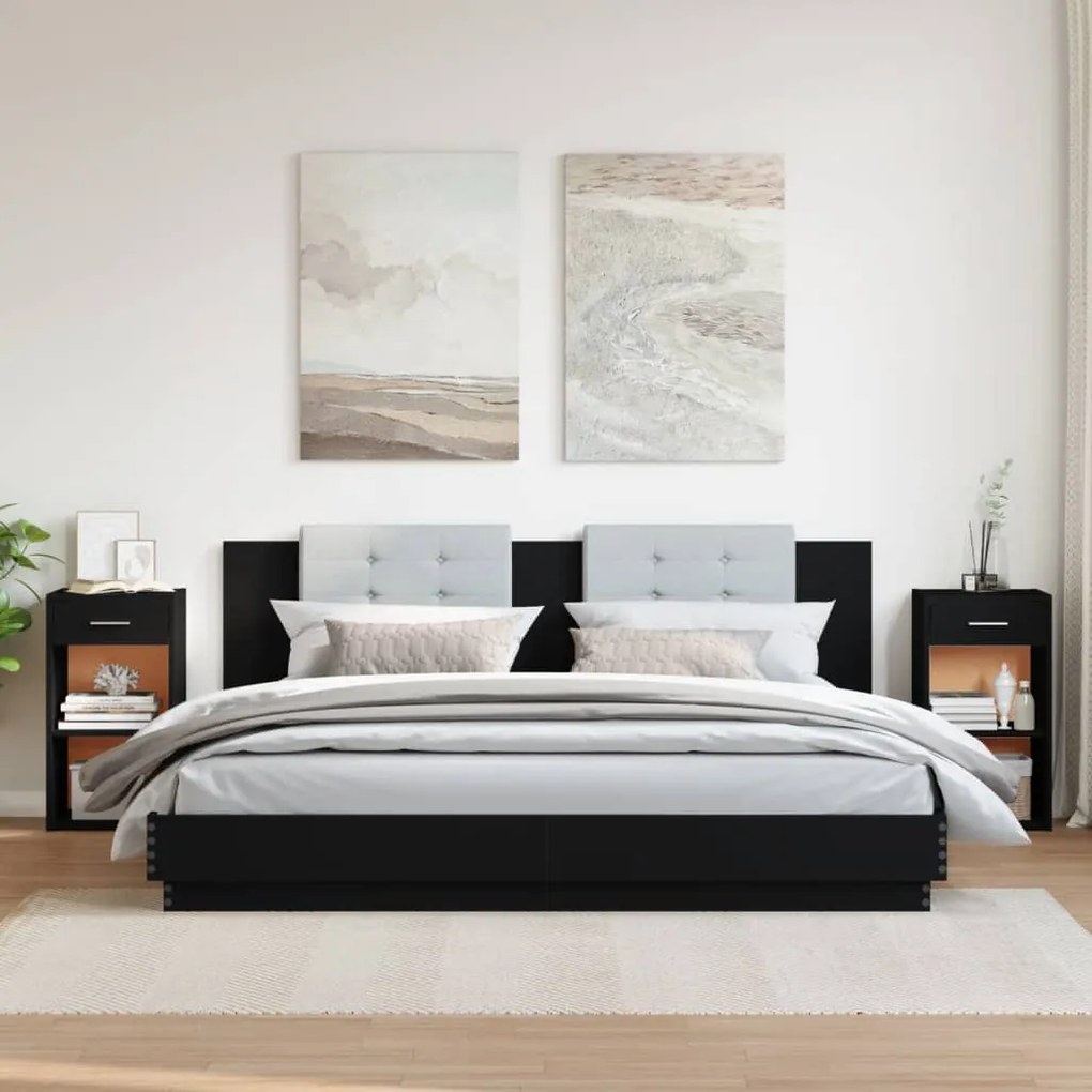 Comodini 2pz neri 35x34x65 cm in legno multistrato