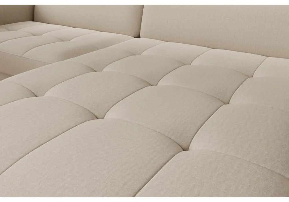 Divano angolare beige allungabile/con contenitore (con penisola a destra/con chaise lounge) e rivestimento in velluto Gomsi – ELTAP