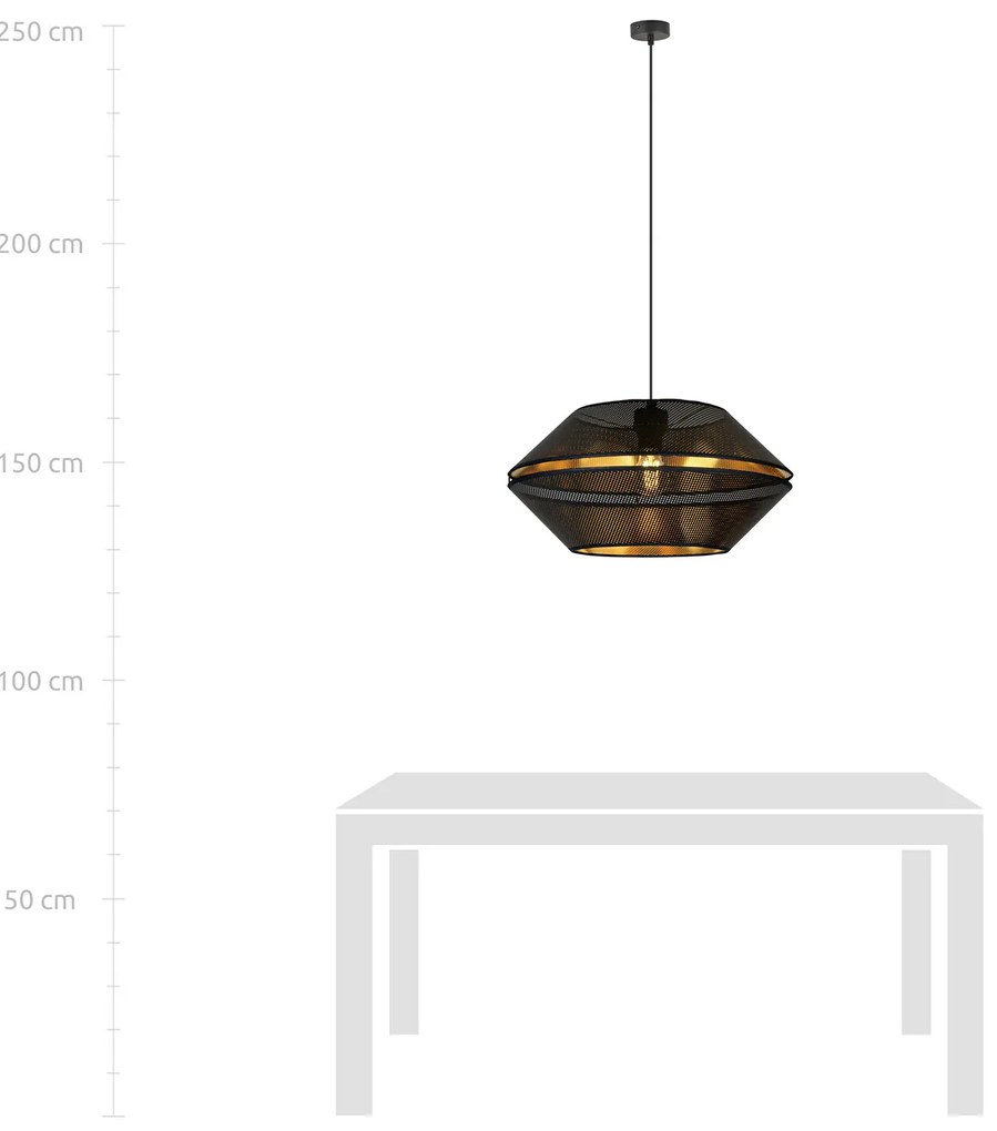 Sospensione Contemporanea 1 Luce Enea In Metallo Nero E Oro