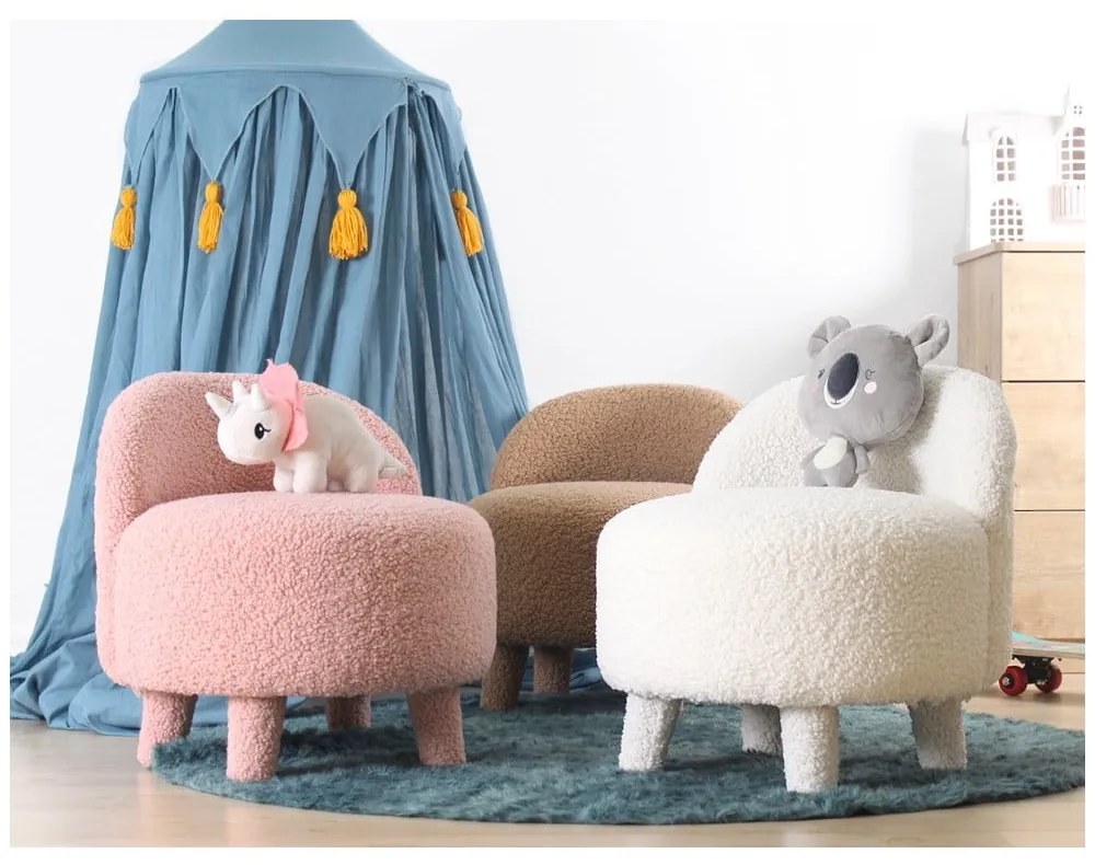 Poltrona per bambini bianca in tessuto bouclé Moouv - Artie