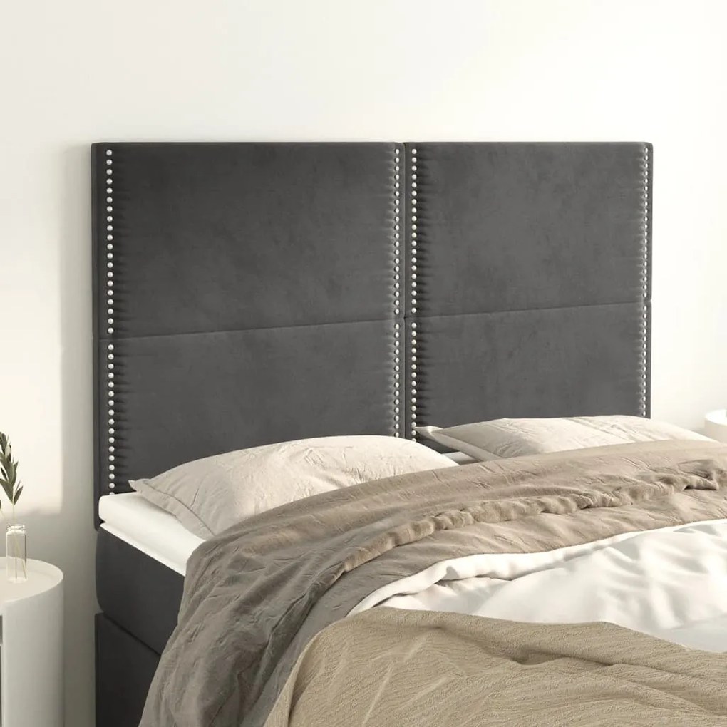 Testiere 4 Pz Grigio Scuro 72x5x78/88 Cm İn Velluto /