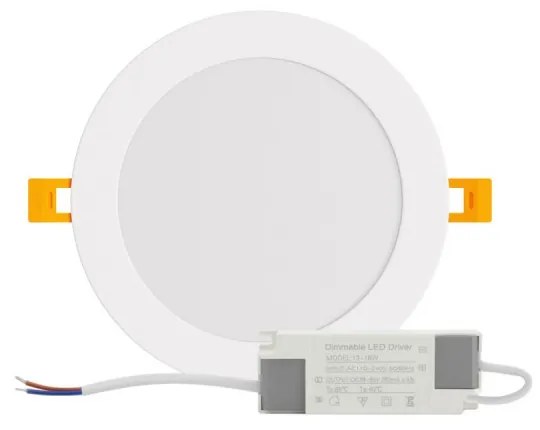 Pannello LED Rotondo 15W, 1.500lm, no Flickering, Foro Ø153-160mm, Dimmerabile Colore Bianco Caldo 3.000K