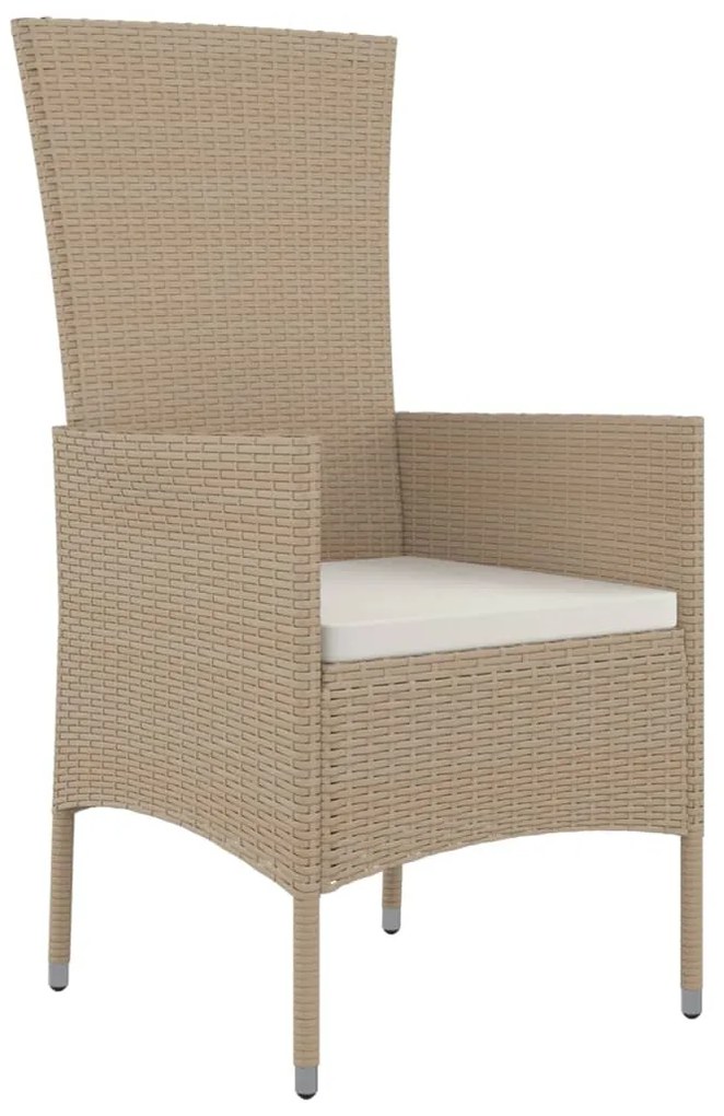 Set da pranzo da giardino 7 pz con cuscini beige in polyrattan