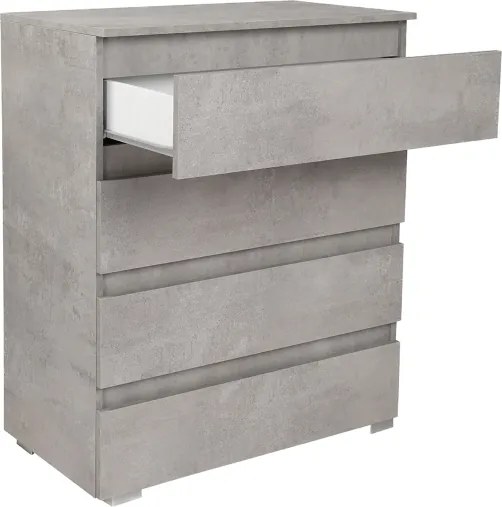 Cassettiera 4 cassetti maniglia gola in legno 81x44xH101 Cemento