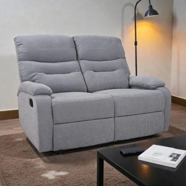 Divano 2 Posti Relax Manuale L135 cm in Tessuto Grigio SOAVE